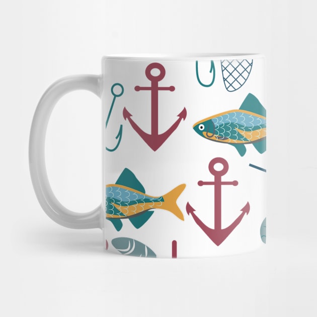 Funny fishing pattern for fishing lover by jodotodesign